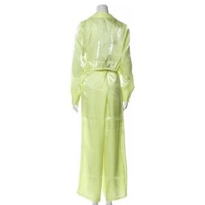 House of‎ Harlow Large Neon Yellow 2 Piece Wide Leg Pant & Crop Button Down Set